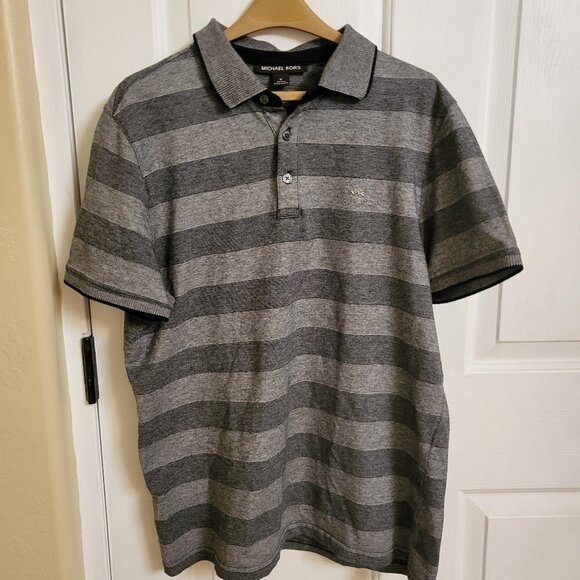 Michael Kors Other - Michael Kors Polo Shirt, Grey and Black Strips SIZE: MEDIUM